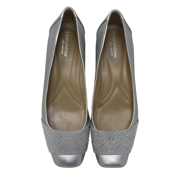 NWOB Naturalizer Vine Square Toe Ballet Flats, Silver, Size 9.5M - Picture 4 of 15